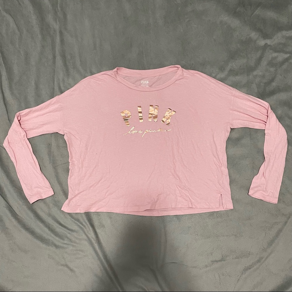 VS Pink Long Sleeve Crop Top EUC Size S